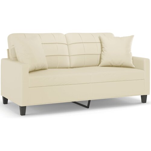 Maison Chic kavč - Sofa - Kanape dvosed z okrasnimi blazinami krem 140 cm umetno usnje, (21727555) Cene