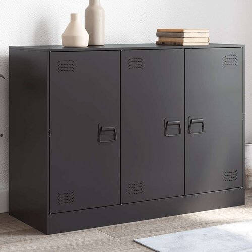  Komoda crna 99 x 39 x 73 cm čelična Slike