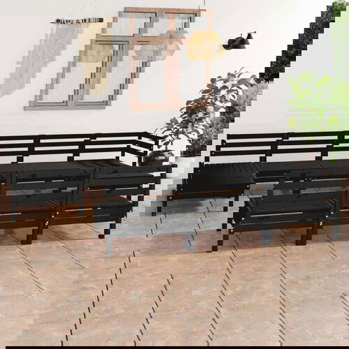  10-dijelna vrtna garnitura od masivne borovine crna Cijene