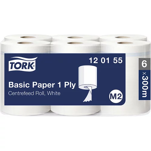 TORK Standardne papirnate krpe, notranje odvijanje, enoslojna izvedba, bele barve, DE 6 rol, univerzalna kakovost, neperforirana izvedba