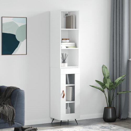 VidaXL Visoka komoda sjajna bijela 34 5x34x180 cm konstruirano drvo Slike