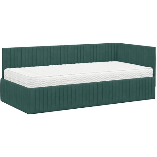  Kutni krevetni okvir s madracem 2 kom. Tamnozelena 90 x 190 cm Slike