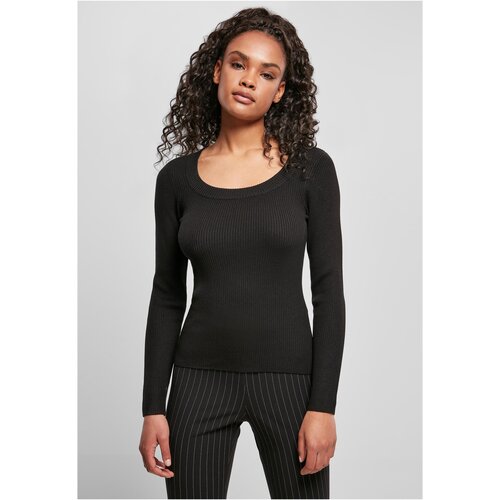 Urban Classics Women's sweater with a wide neckline, black Slike