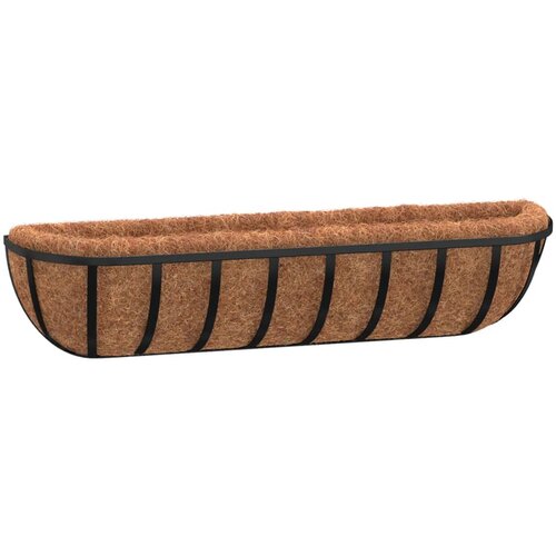  Zidna korita crna 2 kom obloge od kokosa 91x20x23 cm čelična Slike
