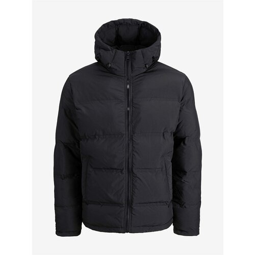 Jack & Jones Black Quilted Winter Jacket with Seamless Hood - Men Slike