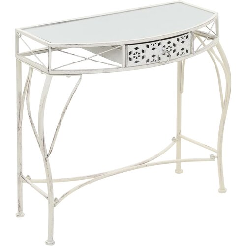  Bočni stolić u francuskom stilu metalni 82 x 39 x 76 cm bijeli Cijene