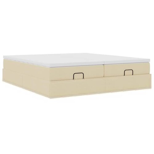 vidaXL Otomanski posteljni okvir z vzmetnicami krem 200x200 cm blago, (21611153) Cene