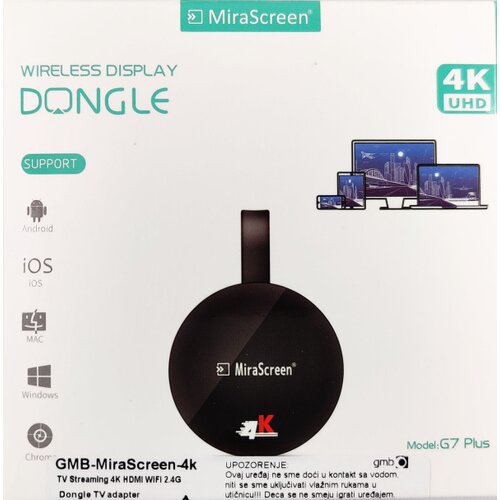 Gembird GMB-MiraScreen-4K miracast dlna & airplay HDMI WiFI Dongle TV adapter, 1080p sent v(1759) Cene