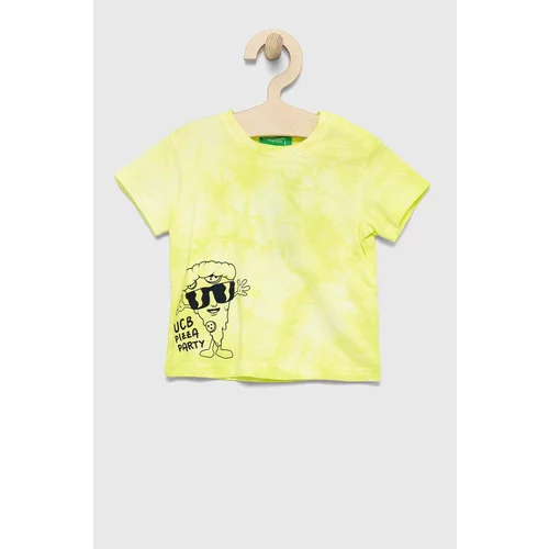 United Colors Of Benetton Otroški bombažen t-shirt rumena barva