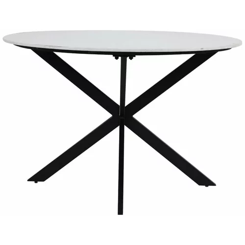 Light & Living Crno-bijeli okrugao blagovaonski stol s pločom stola u mramornom dekoru ø 120 cm Tomochi –