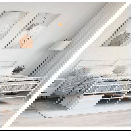 VidaXL Metalni okvir kreveta uzglavlje i podnožje bijeli 193x203 cm Slike