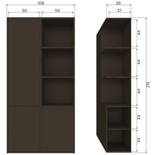 WOOOD Temno rjava modularna omarica iz masivnega bora 108x215 cm Meggy &amp;ndash; Slike