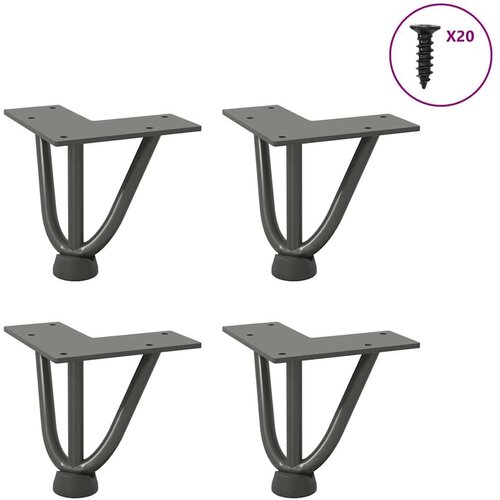 VidaXL Noge s ukosnicama za stolić za kavu 4 kom. antracit 10 cm puni čelik Slike