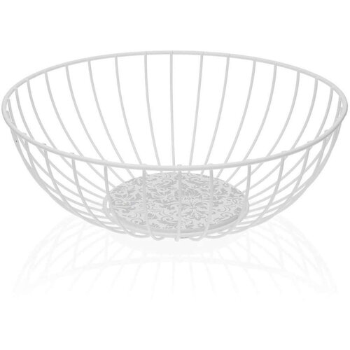 Posuda za Voće Versa Damasco Bijela Metal Čelik Drvo MDF 28 x 10 x 28 cm Cijene