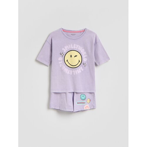 Reserved Komplet pamučne pidžame SmileyWorld&reg; - boja lavande Cijene