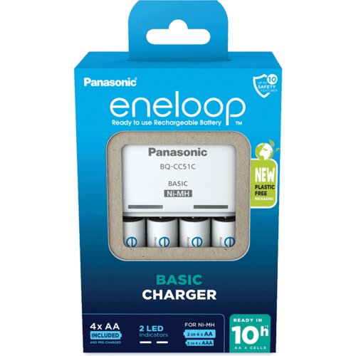 Panasonic Eneloop AA K-KJ51MCD40E 23007 - Punjač za baterije sa 4 punjive baterije Cene