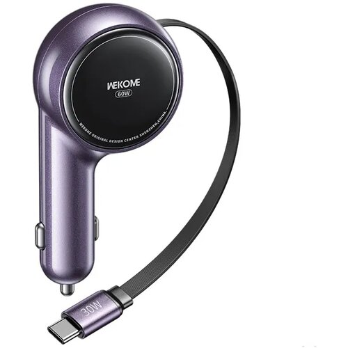 WEKOME WP-C50 Punjač za Auto sa flat Kablom na uvlčenje 3.1 tip C 60W, ljubicasti Slike