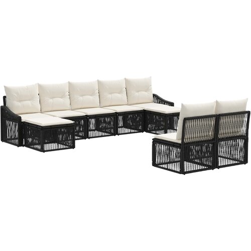 vidaXL Vrtna sedežna garnitura 9 pcs Črna poli ratan, (5000271938) Cene
