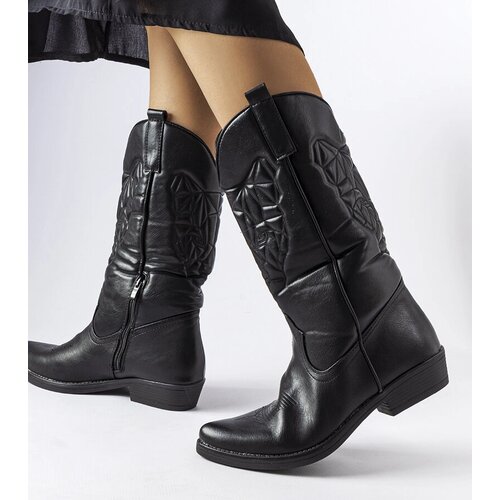 Gemre Black flat heel cowboy boots Simonetta Cene