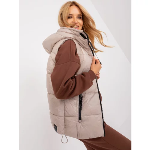 Fashion Hunters Beige hooded down vest SUBLEVEL