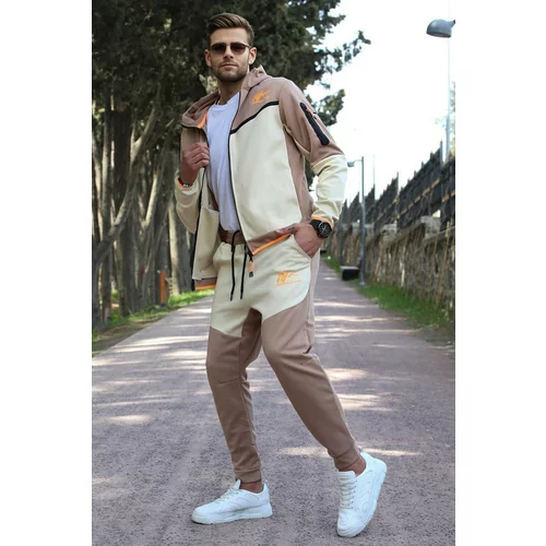 Madmext Sports Sweatsuit Set - Beige - Relaxed fit