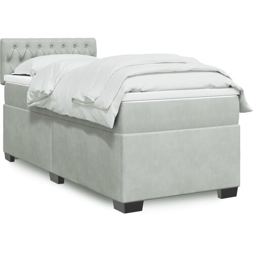 vidaXL Box spring postelja z vzmetnico svetlo siv 90x190 cm žamet Cene