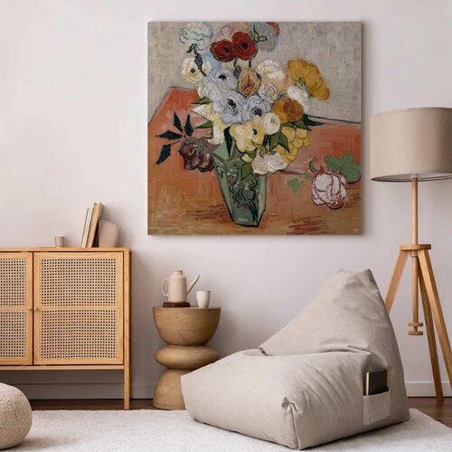  Slika - Vincent Van Gogh &amp;ndash; Stilllife with Japanese vase roses and anemones 80x80 Na talijanskom platnu Slike