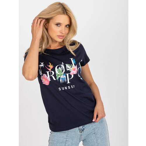 Fashion Hunters Navy t-shirt with a colorful print Slike