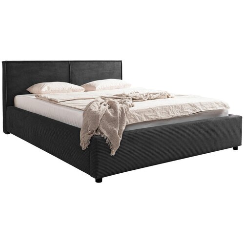 MID.YOU OBLAZINJENA POSTELJA 180 cm x 200 cm , les, tekstil, leseni material barve grafita Slike