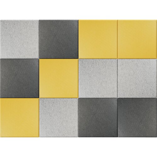 eurokraft basic Akustična stenska ploščica, VxŠ 300 x 300 mm, DE 12 kosov, po 4 x rumeno, svetlo sivo, temno sive barve Cene