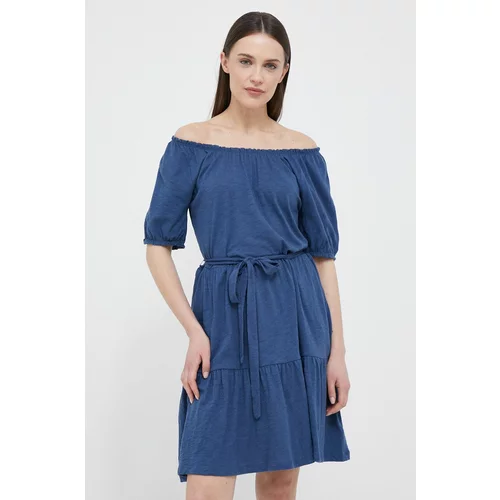 GAP Pamučna haljina boja: tamno plava, mini, širi se prema dolje