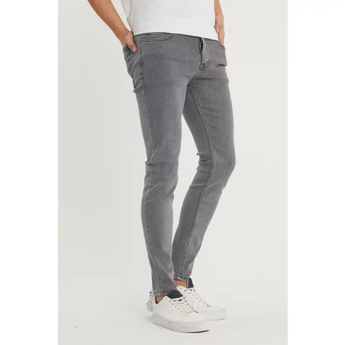XHAN Men's Gray Slim Fit Jeans