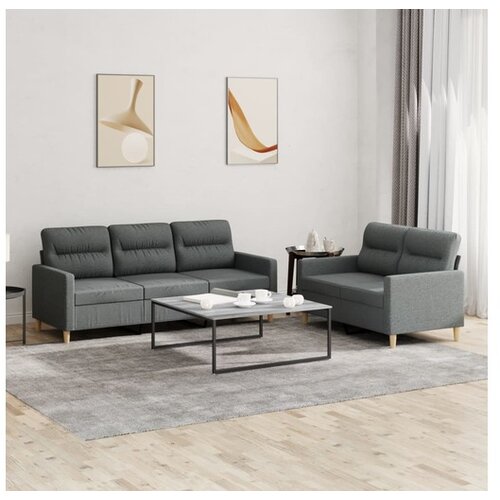 vidaXL 2-dijelni set sofa s jastucima tamnosivi od tkanine Cijene