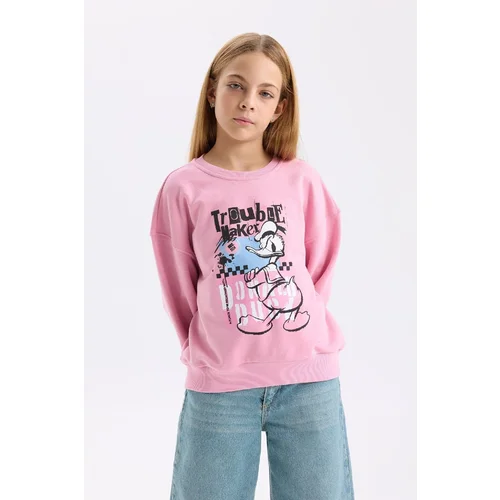 Defacto Girls Disney Mickey Mouse & Friends Relax Fit Crew Neck Sweatshirt