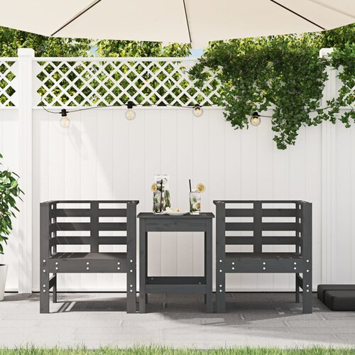  Vrtne stolice 2 kom sive 61,5 x 53 x 71 cm od masivne borovine Slike