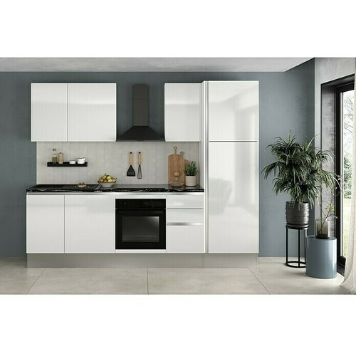 Marinelli Cucine Kuhinjski komplet Gianna (&amp;Scaron;irina: 275 cm, Sjajno bijelo, Izvedba: Desni graničnik, S električnim uređajima) Slike