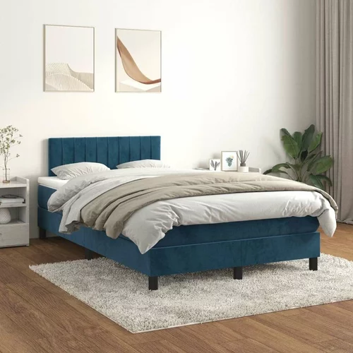 Box spring postelja z vzmetnico temno modra 120x200 cm žamet, (20900207)