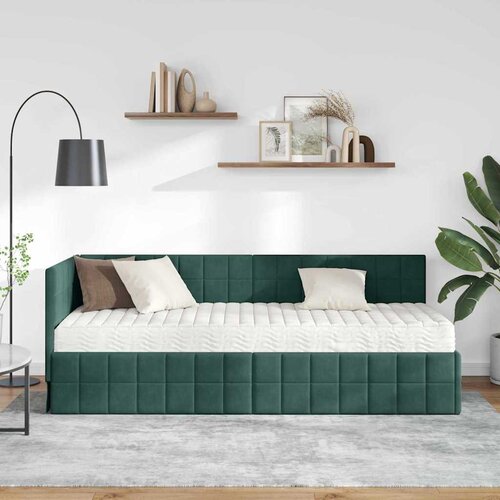  Kutni krevetni okvir s madracem 2 kom. Tamnozelena 80 x 200 cm Slike