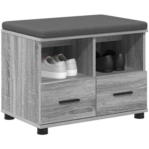 Klupa za hodnik s jastukom Siva Sonoma 60 x 38 x 46 cm Slike