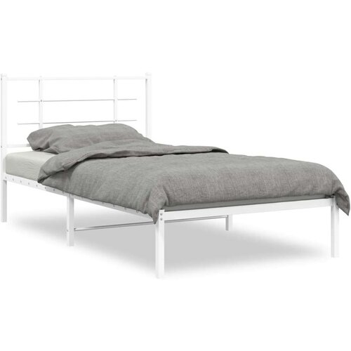 VidaXL Metalni okvir za krevet s uzglavljem bijeli 100x190 cm Slike