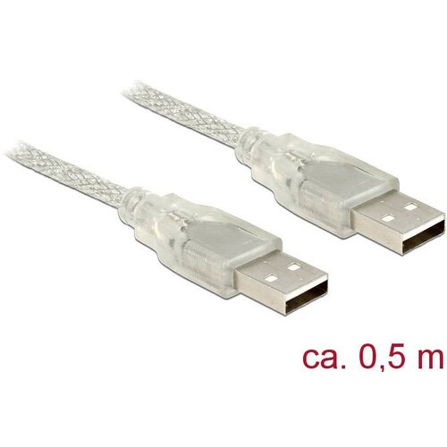 Delock USB kabel USB 2.0 USB-A vtič\, USB-A vtič 0.50 m transparentna s feritnim jedrom 83886, (20415773) Cene