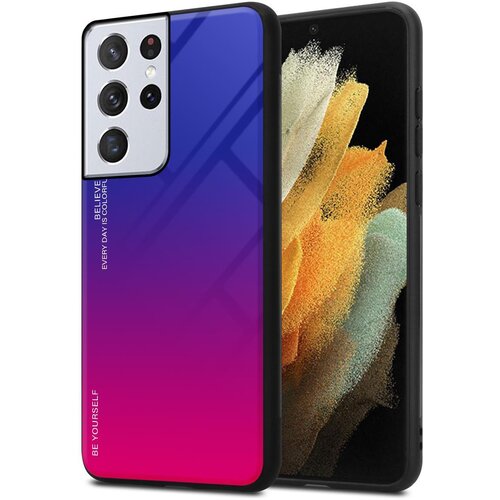 Cadorabo Ohi&scaron;je, združljiv s Samsungom v vijolični - rdeči - dvobarvni za&scaron;čitni pokrov iz silikona TPU in hrbta iz kaljenega stekla, (20575614) Cene
