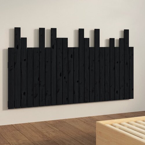  Uzglavlje za krevet Crno 146,5x3x80 cm od masivne borovine Slike