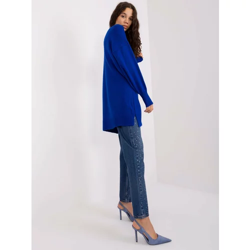 Fashion Hunters Cobalt blue oversize sweater with cuffs