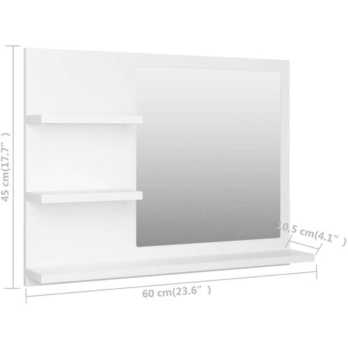 VidaXL Kupaonsko ogledalo bijelo 60 x 10,5 x 45 cm od iverice Slike