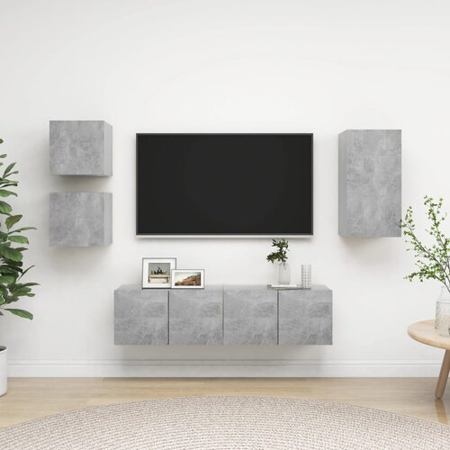 The Living Store Komplet TV omaric 5-delni betonsko siva iverna plošča - Komplet TV Omaric, (21374101) Cene