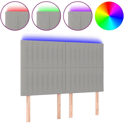 VidaXL LED posteljno vzglavje svetlo sivo 144x5x118/128 cm blago, (20951940) Slike