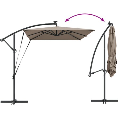 vidaXL Kantaliv dežnik z bananom Taupe 294 x 200 x 254 cm Cene