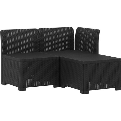 SOFA za vrt za 3 osobe sa izgledom rattan PP Antracit Slike