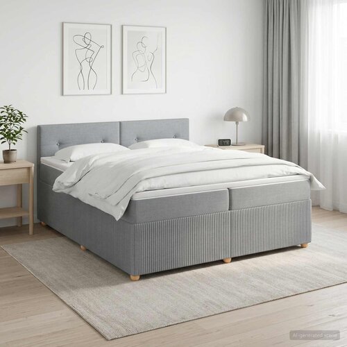 Boxspring krevet s madracem Svjetlosiva 200 x 200 cm Tkanina Slike